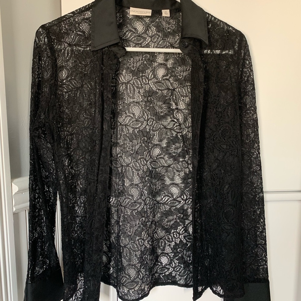 Women’s Black Lace Button Down Shirt